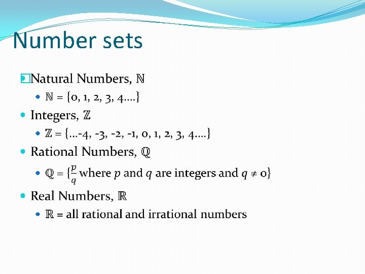 Number sets � 