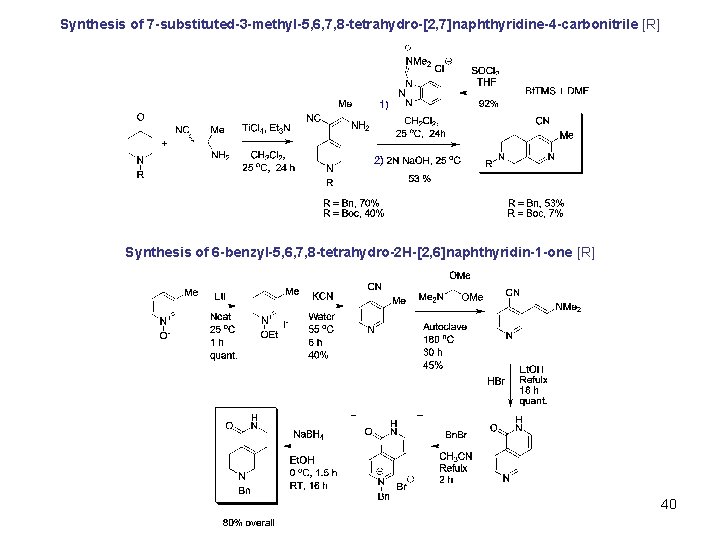 Synthesis of 7 -substituted-3 -methyl-5, 6, 7, 8 -tetrahydro-[2, 7]naphthyridine-4 -carbonitrile [R] Synthesis of
