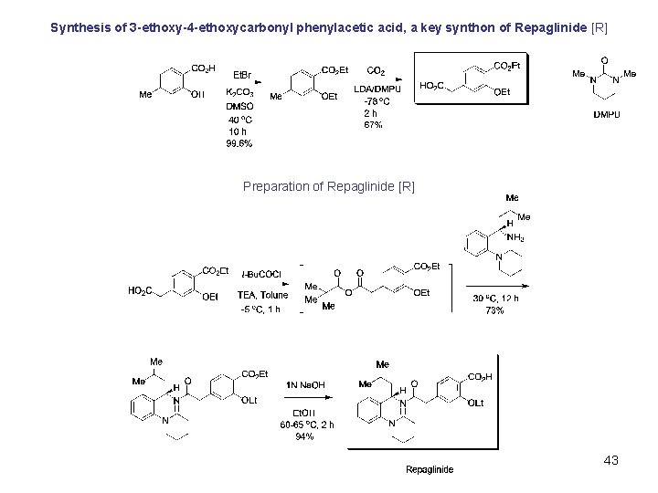 Synthesis of 3 -ethoxy-4 -ethoxycarbonyl phenylacetic acid, a key synthon of Repaglinide [R] Preparation