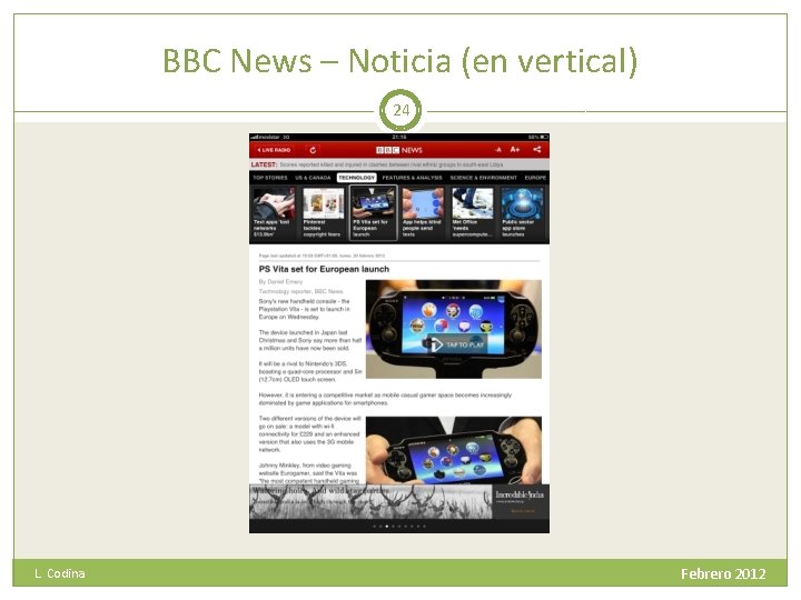 BBC News – Noticia (en vertical) 24 L. Codina Febrero 2012 