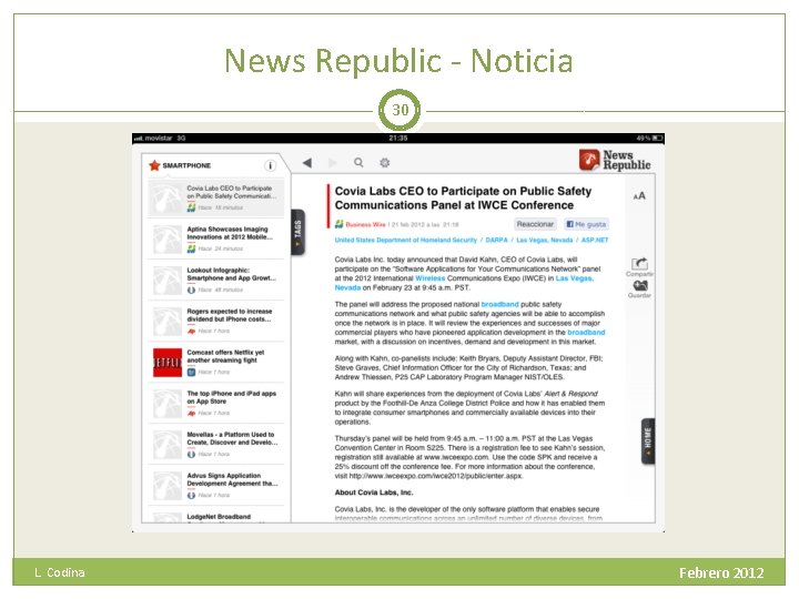News Republic - Noticia 30 L. Codina Febrero 2012 