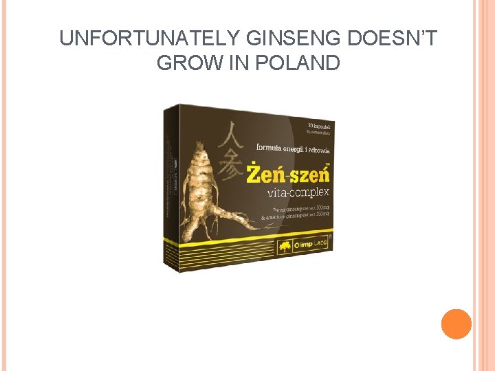 UNFORTUNATELY GINSENG DOESN’T GROW IN POLAND 