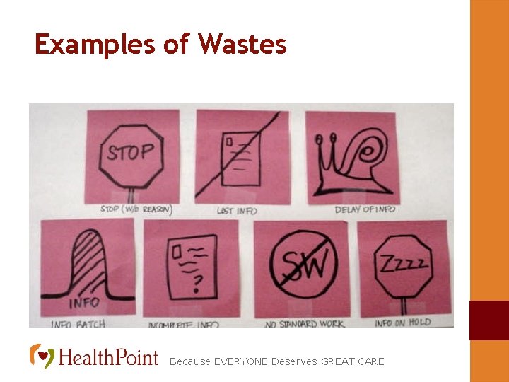 Examples of Wastes Because EVERYONE Deserves GREAT CARE 