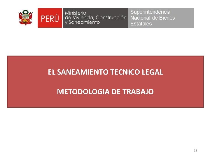 EL SANEAMIENTO TECNICO LEGAL METODOLOGIA DE TRABAJO 15 