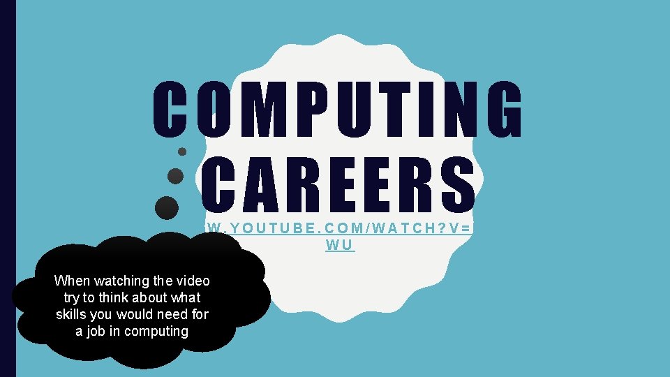 COMPUTING CAREERS HTTPS: //WWW. YOUTUBE. COM/WATCH? V=MUCTKB 1 OF WU When watching the video