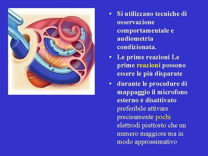  • Si utilizzano tecniche di osservazione comportamentale e audiometria condizionata. • Le prime