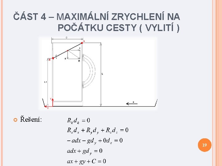 ČÁST 4 – MAXIMÁLNÍ ZRYCHLENÍ NA POČÁTKU CESTY ( VYLITÍ ) Řešení: 19 