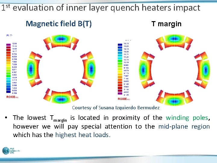 1 st evaluation of inner layer quench heaters impact Magnetic field B(T) T margin