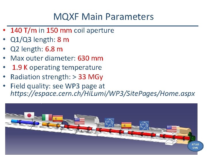 MQXF Main Parameters • • 140 T/m in 150 mm coil aperture Q 1/Q