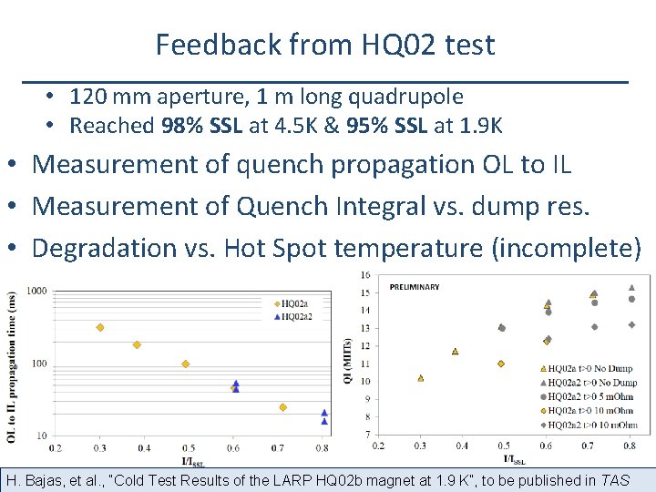 Feedback from HQ 02 test • 120 mm aperture, 1 m long quadrupole •