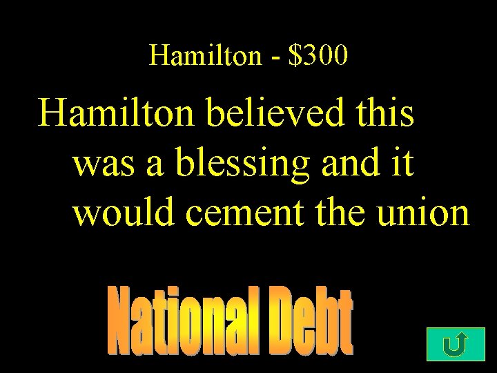 Hamilton - $300 Hamilton believed this was a blessing and it would cement the