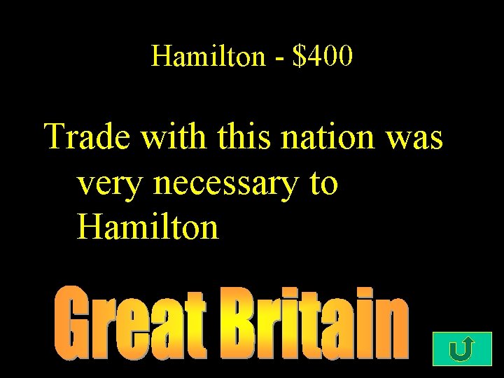 Hamilton - $400 Trade with this nation was very necessary to Hamilton 