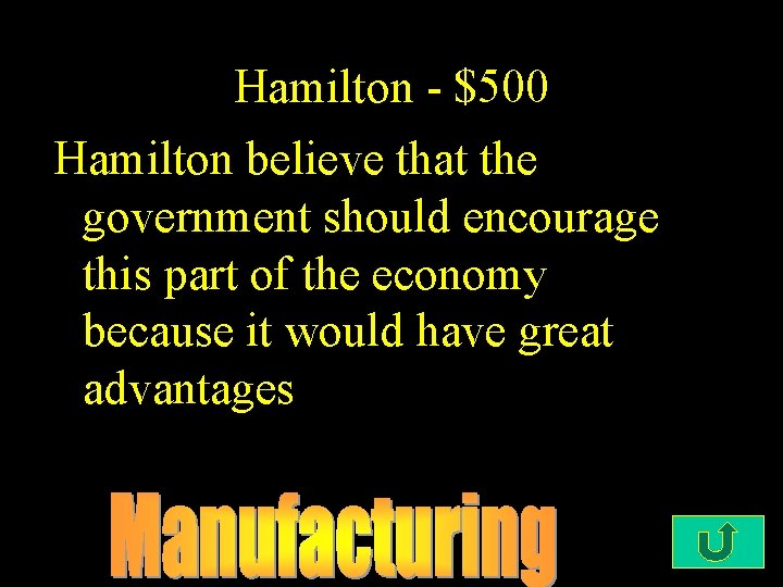 Hamilton - $500 Hamilton believe that the government should encourage this part of the