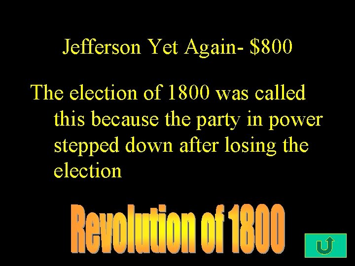 Jefferson Yet Again- $800 The election of 1800 was called this because the party