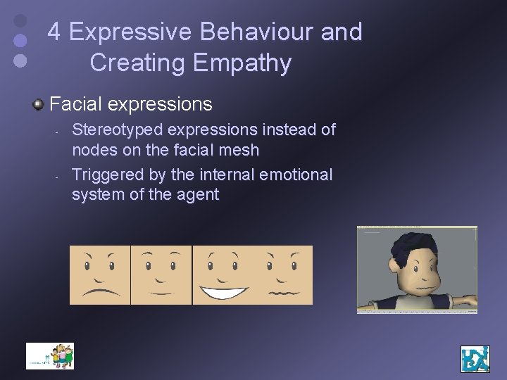 4 Expressive Behaviour and Creating Empathy Facial expressions - - Stereotyped expressions instead of