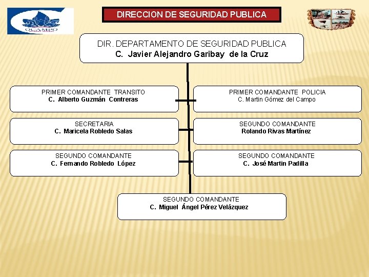 DIRECCION DE SEGURIDAD PUBLICA DIR. DEPARTAMENTO DE SEGURIDAD PUBLICA C. Javier Alejandro Garibay de