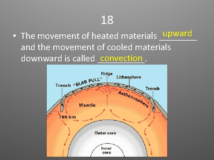 18 upward • The movement of heated materials ____ and the movement of cooled
