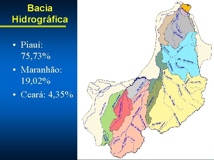 Bacia Hidrográfica • Piauí: 75, 73% • Maranhão: 19, 02% • Ceará: 4, 35%