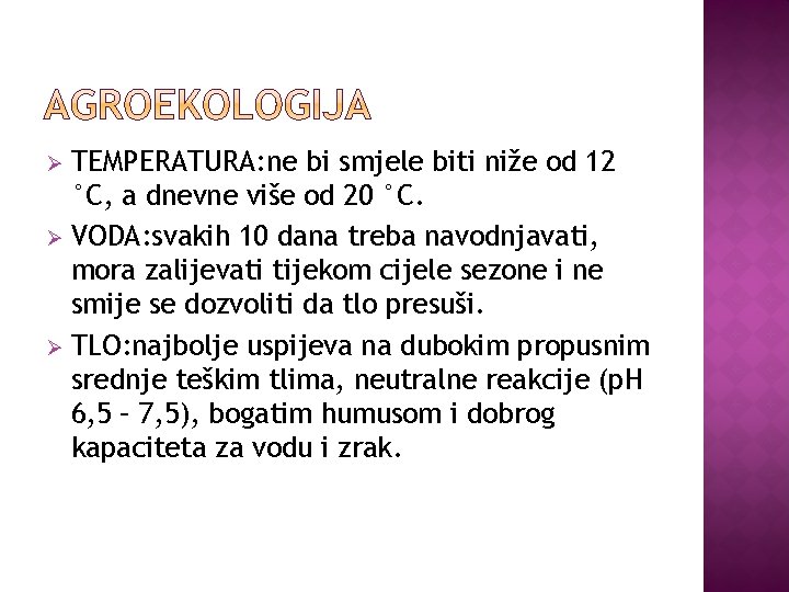 TEMPERATURA: ne bi smjele biti niže od 12 °C, a dnevne više od 20