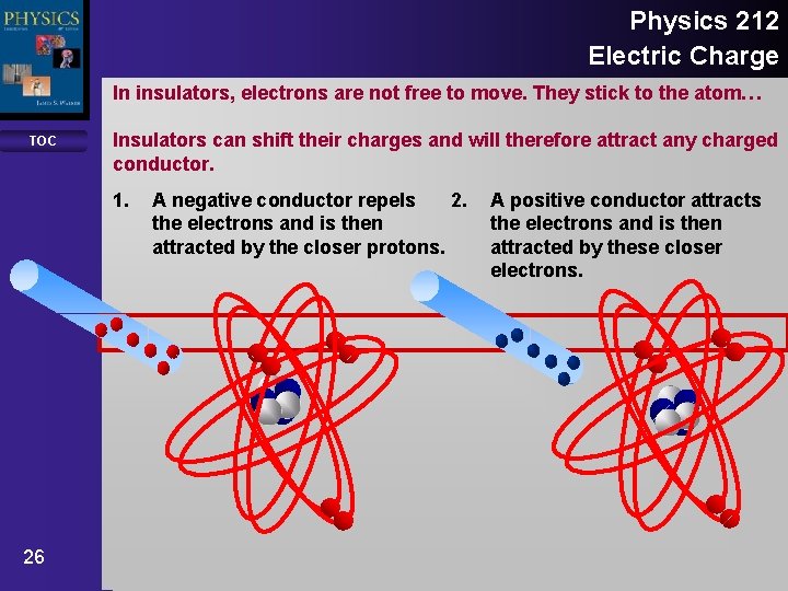 Physics 212 Electric Charge In insulators, electrons are not free to move. They stick