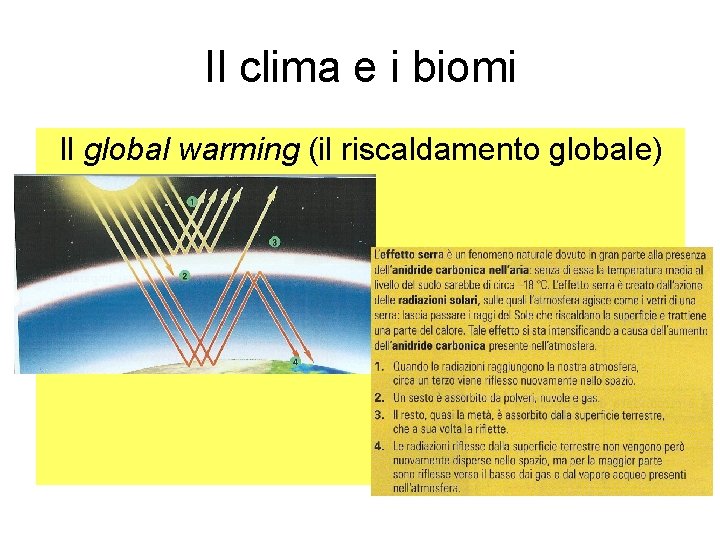 Il clima e i biomi Il global warming (il riscaldamento globale) 