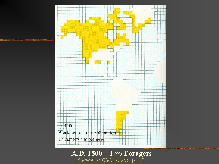 A. D. 1500 – 1 % Foragers Ascent to Civilization, p. 10. 