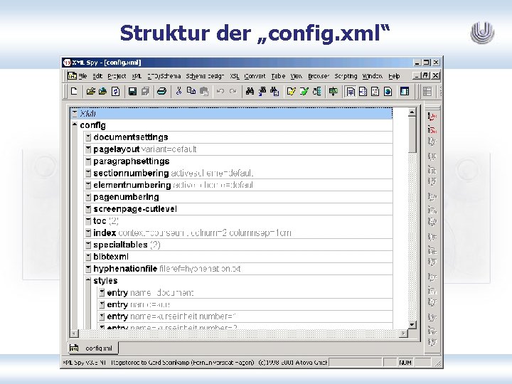 Struktur der „config. xml“ 