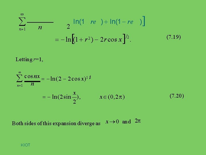  n 1 2 n ln(1 re ) ln(1 re ) ln (1 r