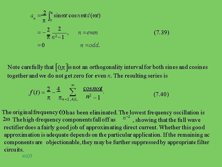 an 2 0 sin t cos n td ( t) 2 2 2 ,
