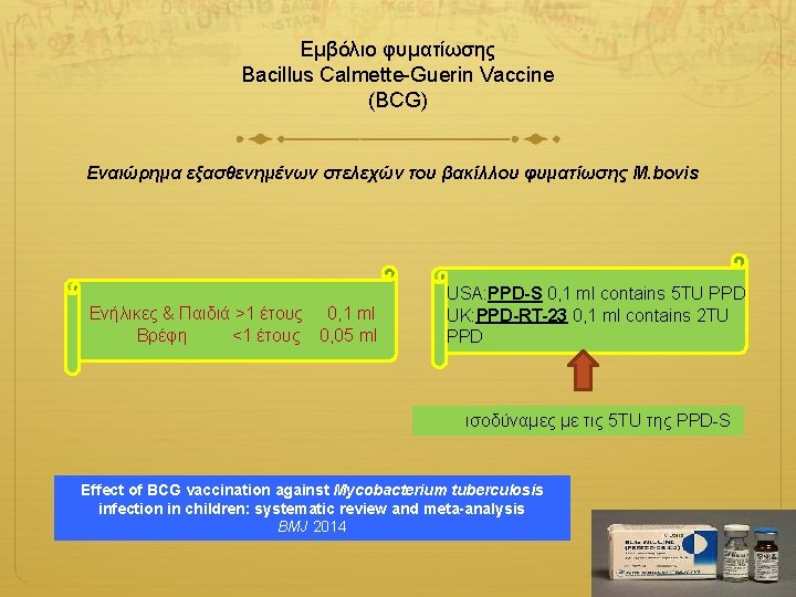 Εμβόλιο φυματίωσης Βacillus Calmette-Guerin Vaccine (BCG) Eναιώρημα εξασθενημένων στελεχών του βακίλλου φυματίωσης M. bovis