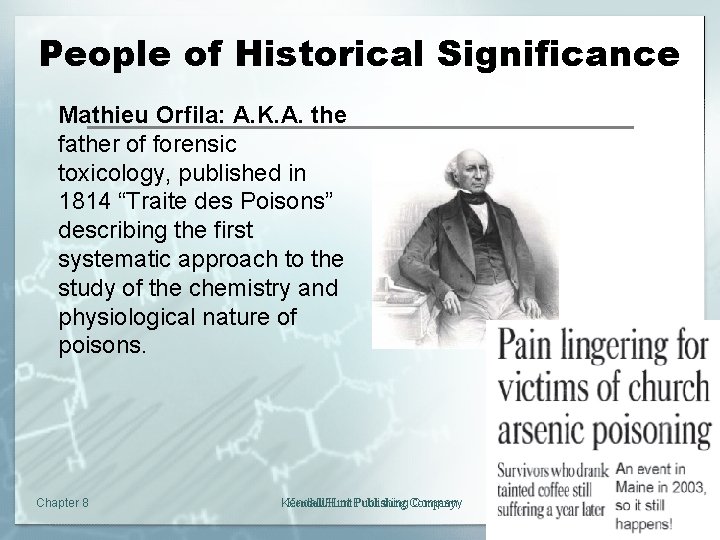 People of Historical Significance Mathieu Orfila: A. K. A. the father of forensic toxicology,