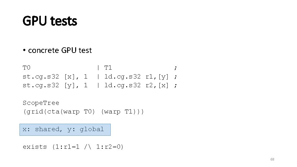 GPU tests • concrete GPU test T 0 st. cg. s 32 [x], 1