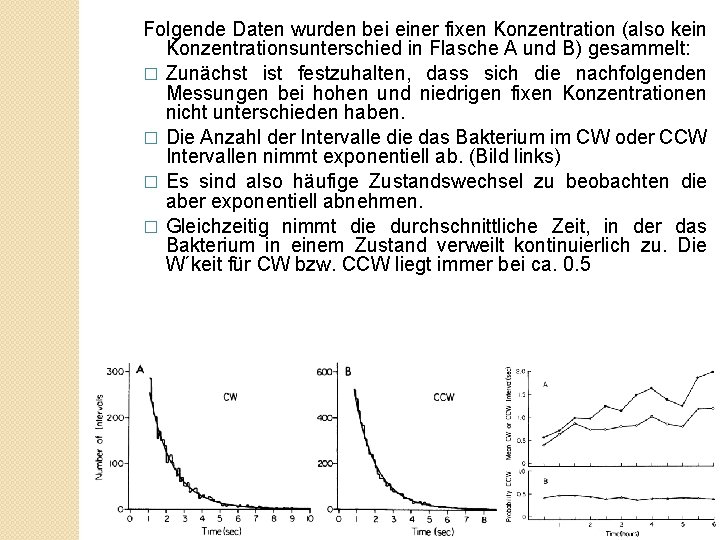 Folgende Daten wurden bei einer fixen Konzentration (also kein Konzentrationsunterschied in Flasche A und