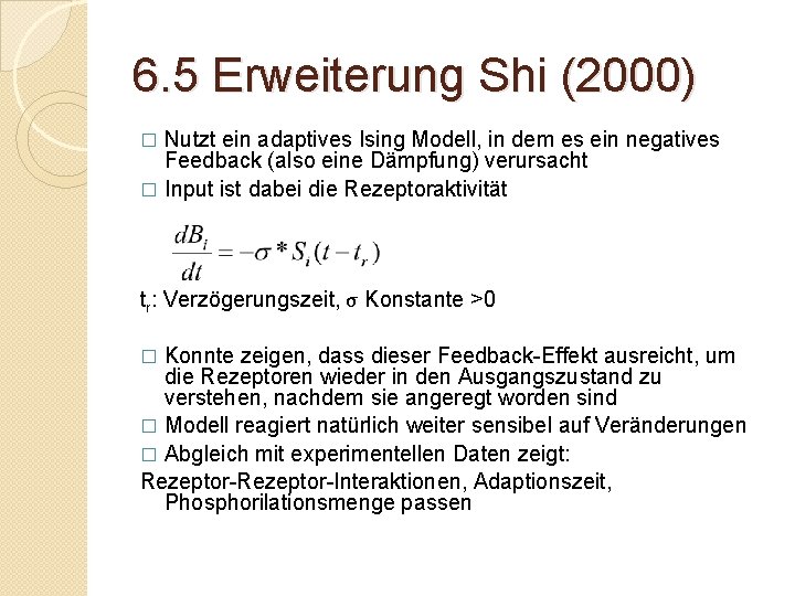 6. 5 Erweiterung Shi (2000) Nutzt ein adaptives Ising Modell, in dem es ein