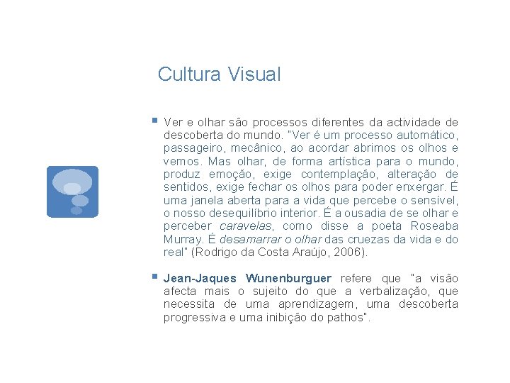 Cultura Visual § Ver e olhar são processos diferentes da actividade de descoberta do