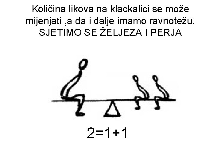 Količina likova na klackalici se može mijenjati , a da i dalje imamo ravnotežu.