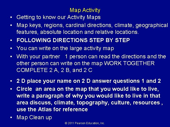  • • • Map Activity Getting to know our Activity Maps Map keys,