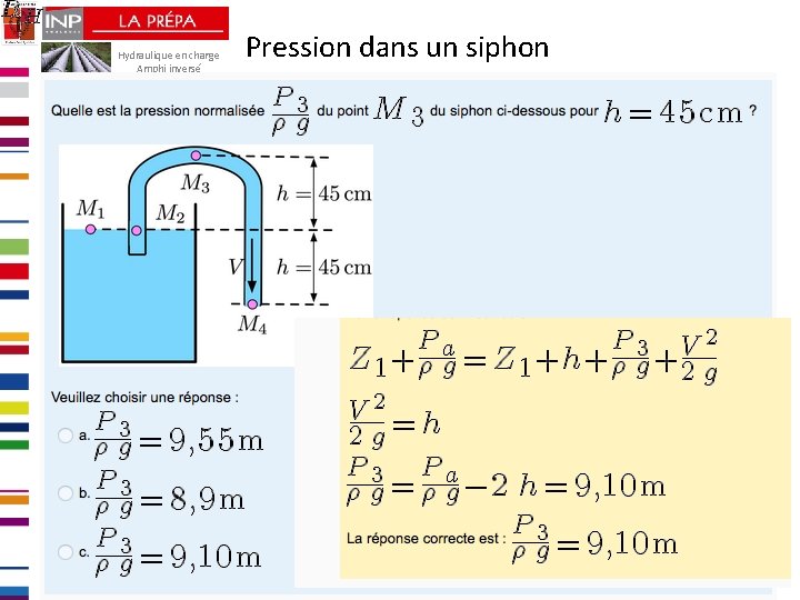 Hydraulique en charge Amphi inversé Pression dans un siphon 19 