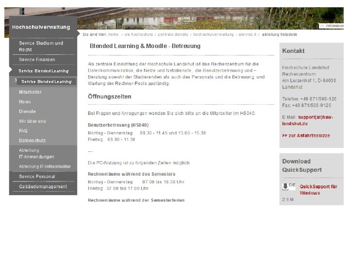 Blended Learning & Moodle - Betreuung Service Blended Learning 