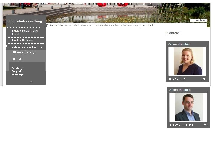 Service Blended Learning Dienste Wir über uns Beratung Support Schulung Dorothee Huth Sebastian Gebauer