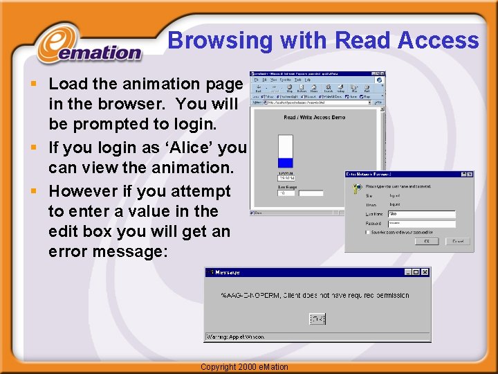 Browsing with Read Access § Load the animation page in the browser. You will