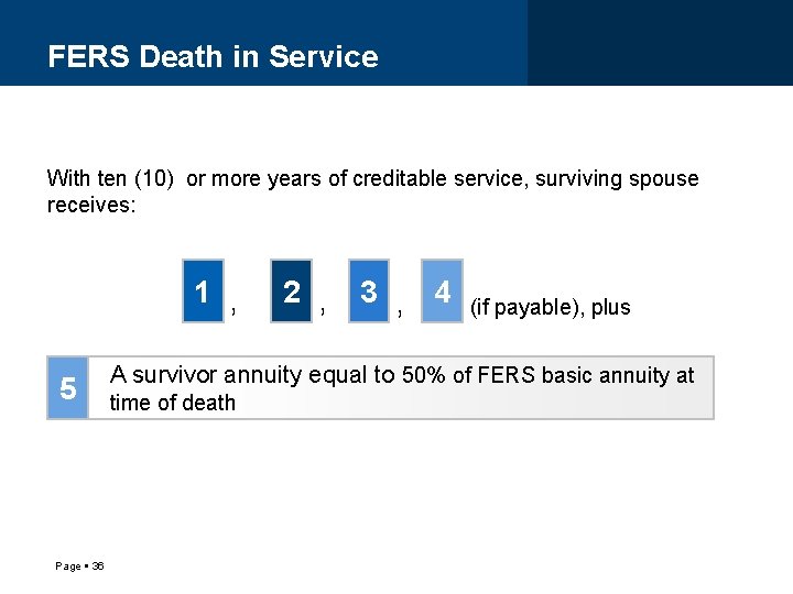 FERS Death in Service With ten (10) or more years of creditable service, surviving