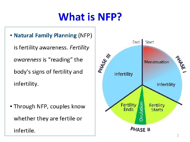 What is NFP? • Natural Family Planning (NFP) is fertility awareness. Fertility awareness is