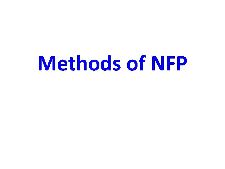 Methods of NFP 