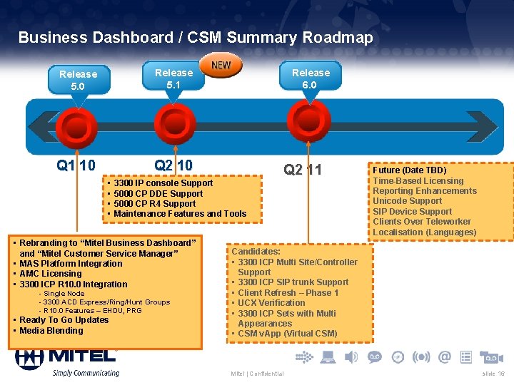 Business Dashboard / CSM Summary Roadmap Release 5. 0 Release 5. 1 Q 1