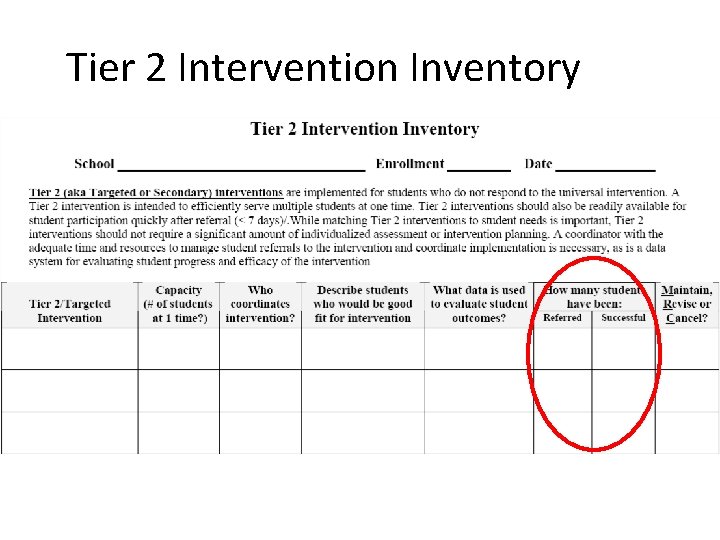 Tier 2 Intervention Inventory 
