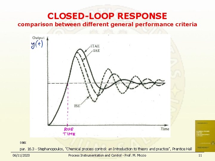 CLOSED-LOOP RESPONSE comparison between different general performance criteria see: par. 16. 3 - Stephanopoulos,