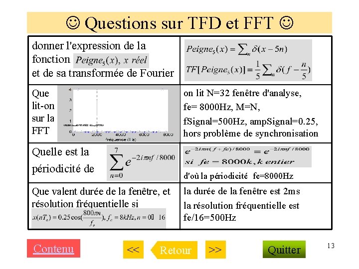  Questions sur TFD et FFT donner l'expression de la fonction et de sa