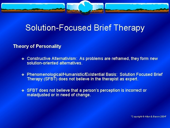 Solution-Focused Brief Therapy Theory of Personality v Constructive Alternativism: As problems are reframed, they