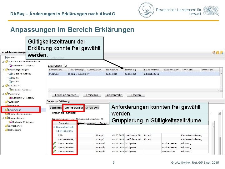 DABay – Änderungen in Erklärungen nach Abw. AG Bayerisches Landesamt für Umwelt Anpassungen im